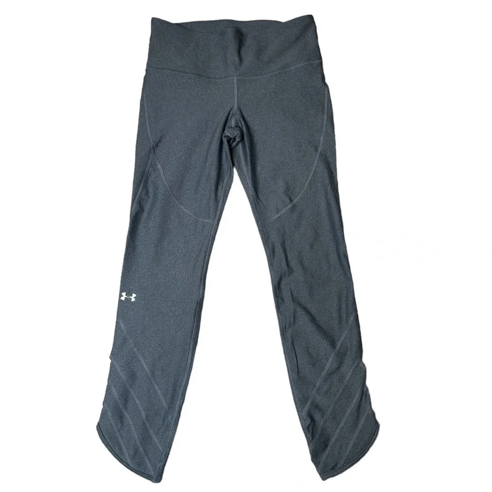 2/$30 Under Armour Gray HeatGear High-Rise Cutout Compression Crop Legging Sz M - Picture 3 of 10
